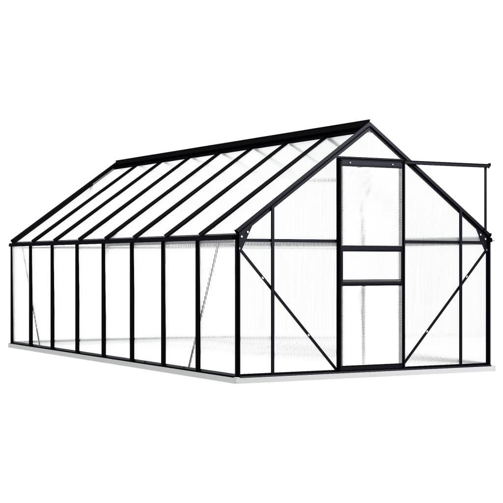 Drivhus med fundamentramme 9,31 m² aluminium antracitgrå