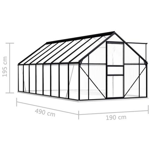 Drivhus med fundamentramme 9,31 m² aluminium antracitgrå
