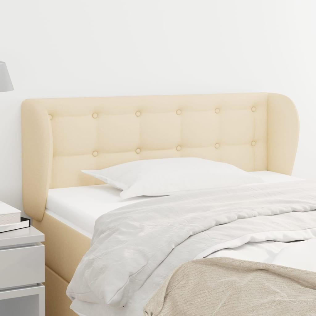 Sengegavl Med Kanter Stof - Creme / 93 x 23 x 78/88 cm