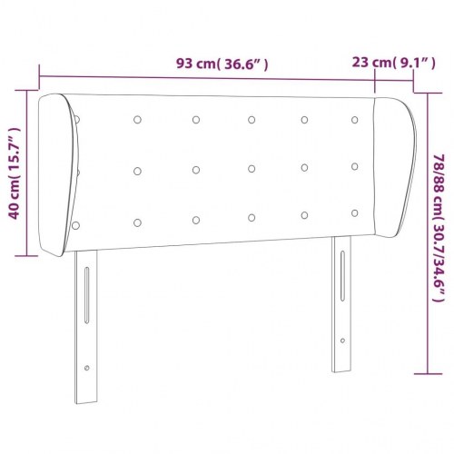 Sengegavl med kanter 93 x 23 x 78/88 cm - cremefarvet
