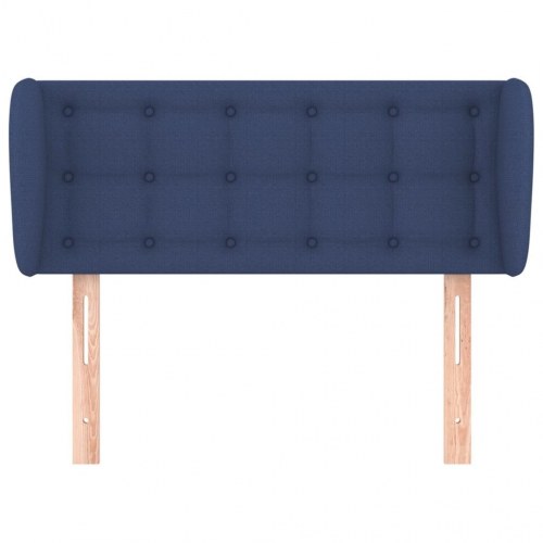 Sengegavl med kanter 93 x 23 x 78/88 cm stof - blå