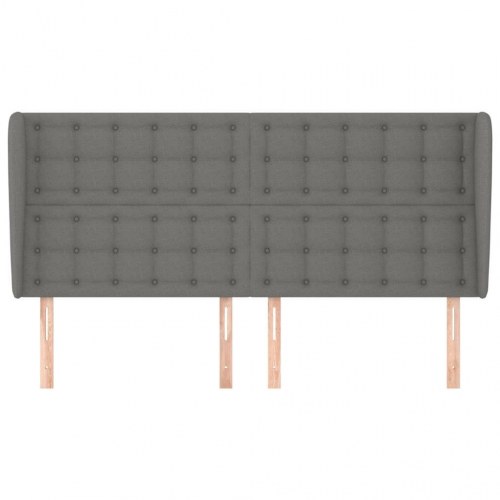Sengegavl med kanter 163 x 23 x 118/128 cm - mørkegrå