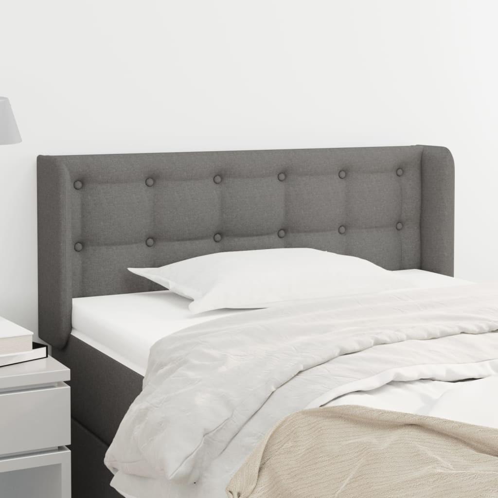 Sengegavl Med Kanter 83X16X78/128 Cm Stof - Mørkegrå / 103 x 16 x 78/88 cm