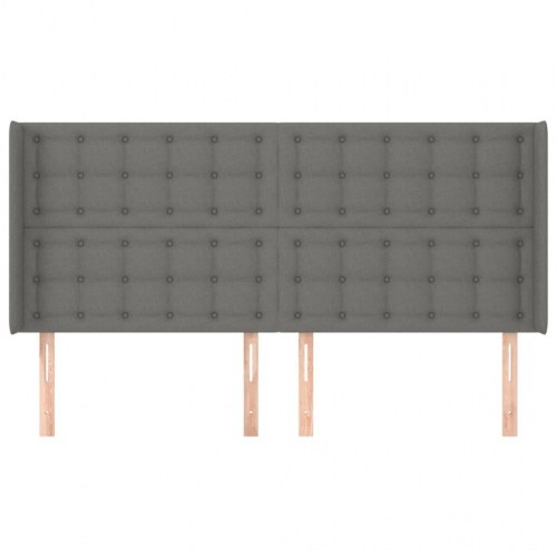 Sengegavl med kanter 163 x 16 x 118/128 cm - mørkegrå