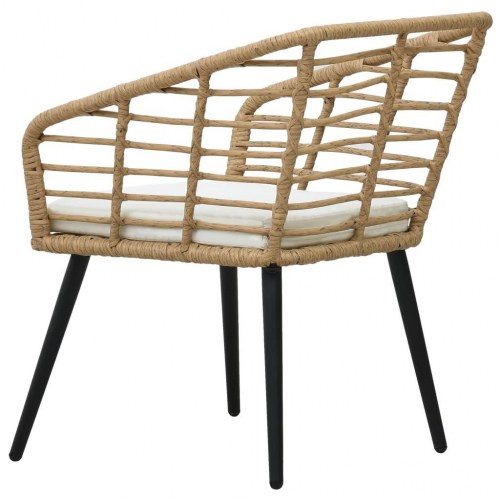 Havestole med hynder 2 stk. i polyrattan - egetræsfarve