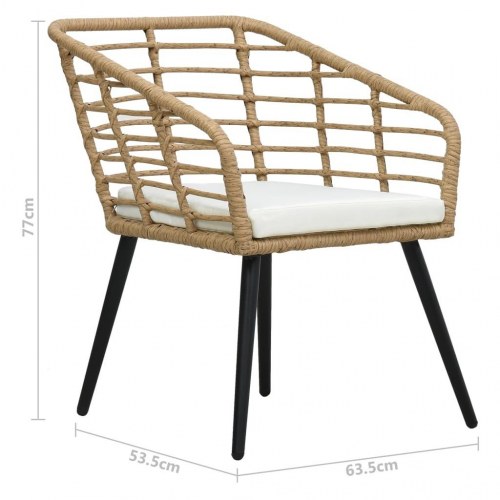 Havestole med hynder 2 stk. i polyrattan - egetræsfarve