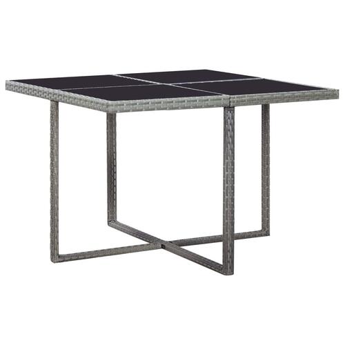 Udendørs spisebordssæt 9 dele med hynder polyrattan antracitgrå