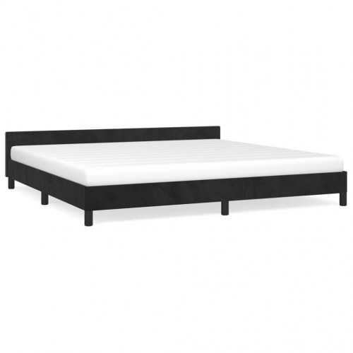 Sengeramme med sengegavl uden madras 200 x 200 cm - sort fløjl