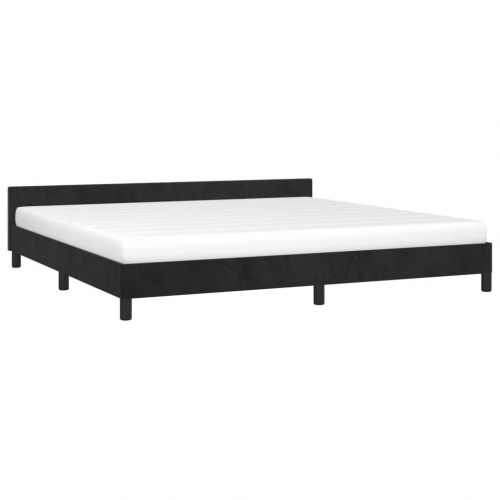 Sengeramme med sengegavl uden madras 200 x 200 cm - sort fløjl