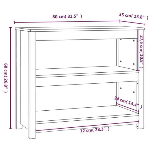 Bogreol 80x35x68 cm massivt fyrretræ