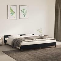 Sengeramme med sengegavl 180x200 cm fløjl sort