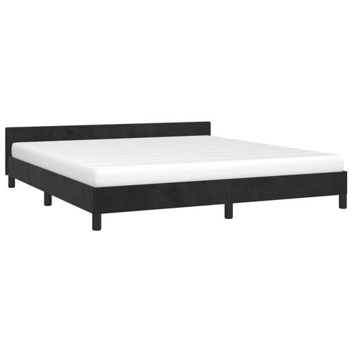 Sengeramme med sengegavl 180x200 cm fløjl sort