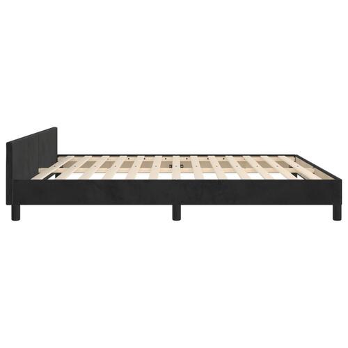 Sengeramme med sengegavl 180x200 cm fløjl sort