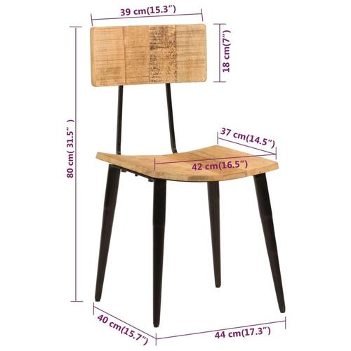 Spisebordsstole 2 stk. 44x40x80 cm massivt mangotræ