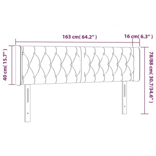 Sengegavl med kanter 163 x 16 x 78/88 cm - gråbrun