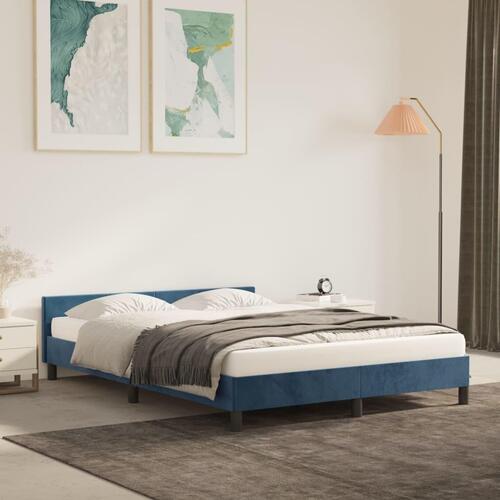 Sengeramme uden madras Mørkeblå 140x190 cm Fløjl