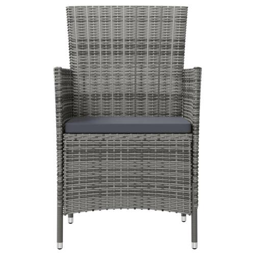Havestole med hynder 4 stk. polyrattan grå