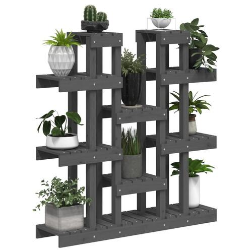 Plantestativ 104,5x25x109,5 cm massivt fyrretræ grå