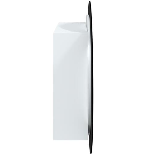 Badeværelsesskab med rundt spejl og LED-lys 54x54x17,5 cm hvid