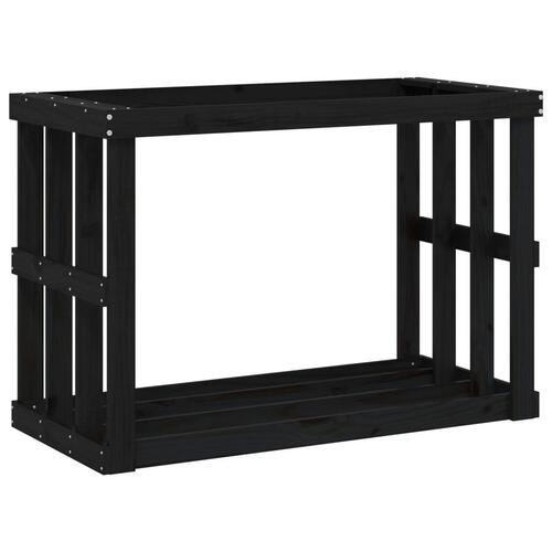Udendørs brændestativ 108x52x74 cm massivt fyrretræ sort