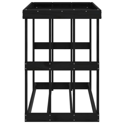 Udendørs brændestativ 108x52x74 cm massivt fyrretræ sort
