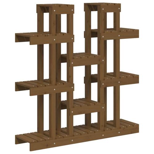 Plantestativ 104,5x25x109,5 cm massivt fyrretræ gyldenbrun