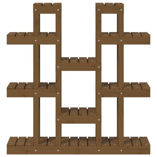 Plantestativ 104,5x25x109,5 cm massivt fyrretræ gyldenbrun