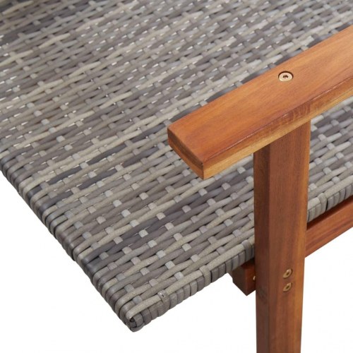 Liggestol polyrattan og massivt akacietræ grå