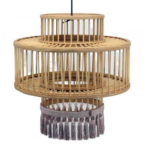 Pendel i naturlook, brun/beige, E27, 50 W, 220 V - 45 × 45 × 46 cm