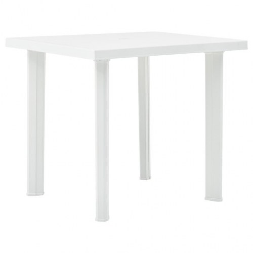 Havebord i plastik med parasolhul - 80 × 75 × 72 cm, hvid