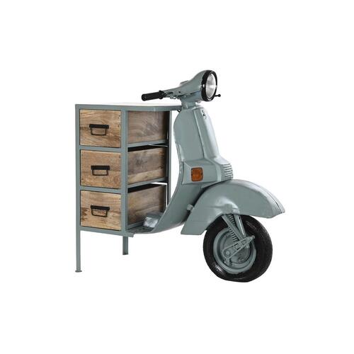 Kommode Blå Metal Brun Motorcykel Mangotræ Brugt (100 x 67 x 105 cm)