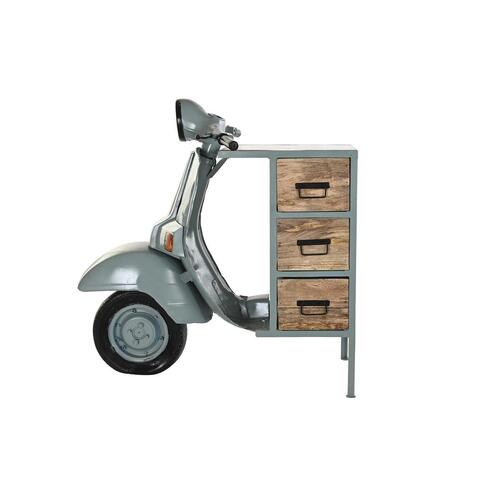 Kommode Blå Metal Brun Motorcykel Mangotræ Brugt (100 x 67 x 105 cm)