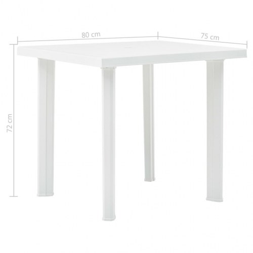 Havebord i plastik med parasolhul - 80 × 75 × 72 cm, hvid