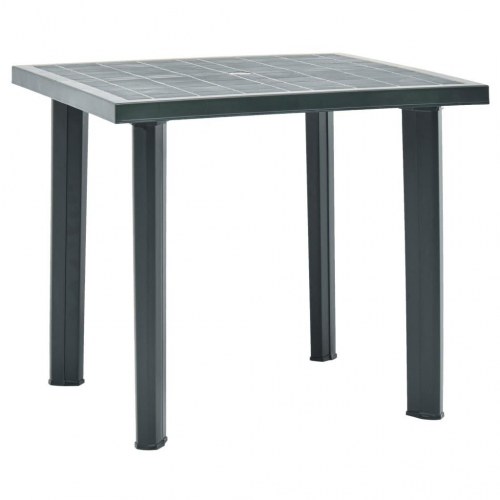Havebord i plastik med parasolhul - grøn, 80 × 75 × 72 cm