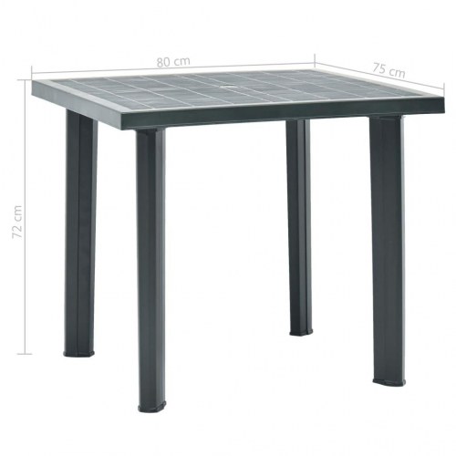Havebord i plastik med parasolhul - grøn, 80 × 75 × 72 cm