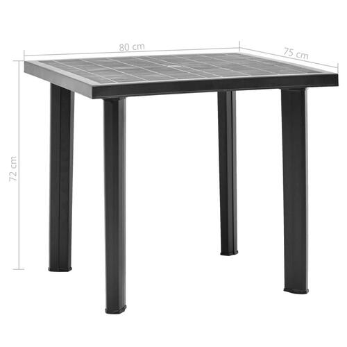 Havebord 80 x 75 x 72 cm plastik antracitgrå
