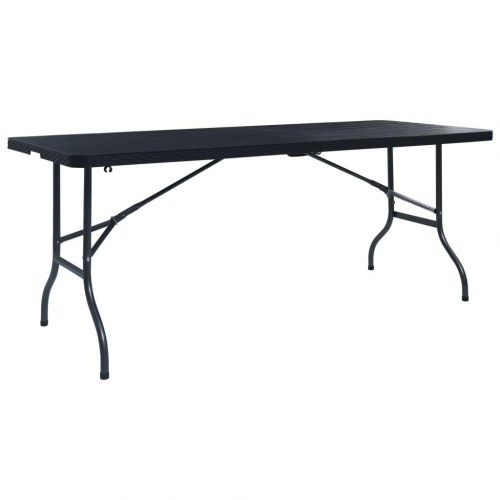 Foldbart havebord 180 × 75 × 72 cm - HDPE rattanlook, sort