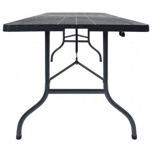 Foldbart havebord 180 × 75 × 72 cm - HDPE rattanlook, sort