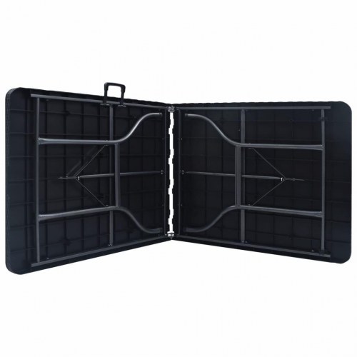 Foldbart havebord 180 × 75 × 72 cm - HDPE rattanlook, sort