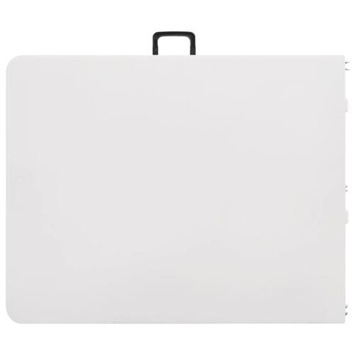 Foldbart havebord med 2 bænke 180 cm stål og HDPE hvid