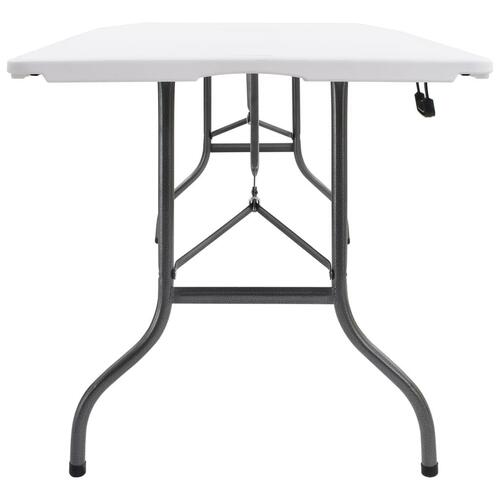 Foldbart havebord med 2 bænke 180 cm stål og HDPE hvid