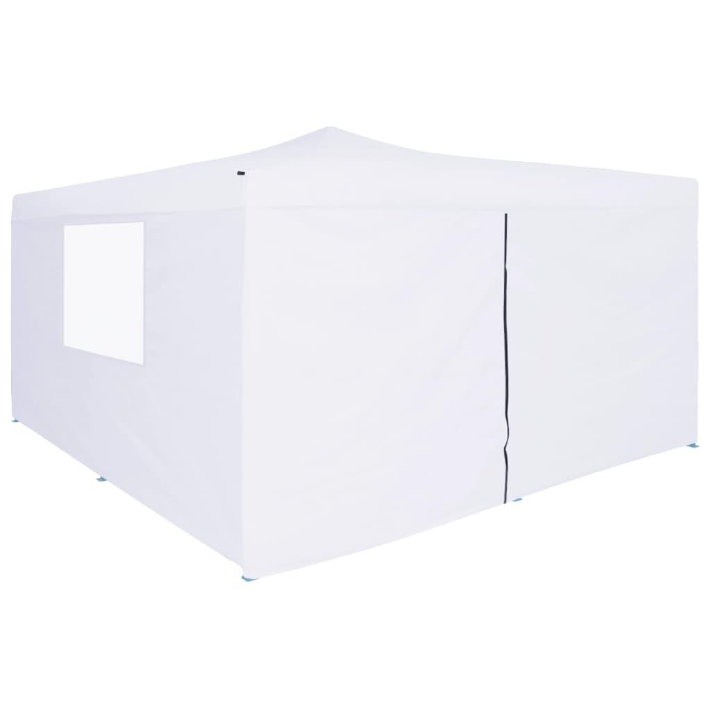 Foldbar pavillon med 4 sidevægge 5x5 m hvid