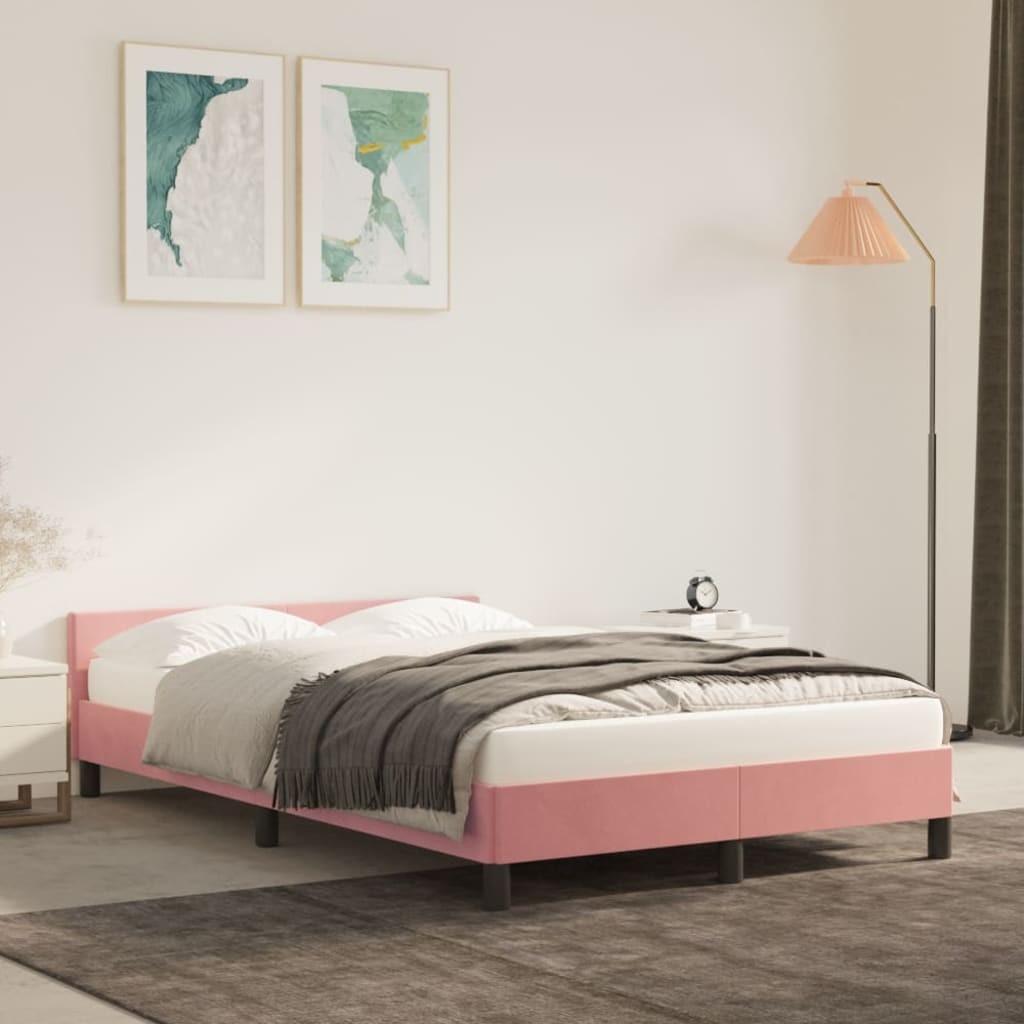 Sengeramme med sengegavl 120x200 cm fløjl pink