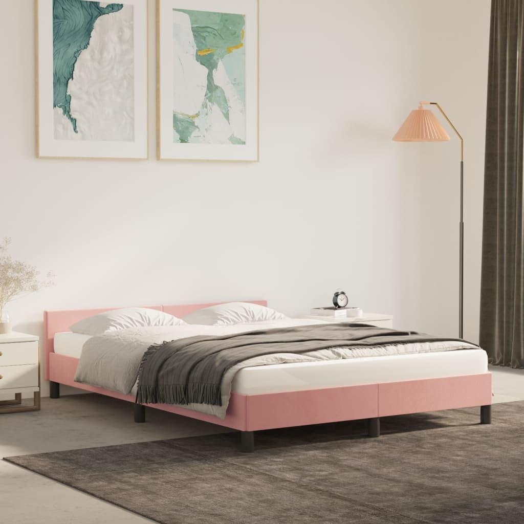 Sengeramme med sengegavl 140x200 cm fløjl pink