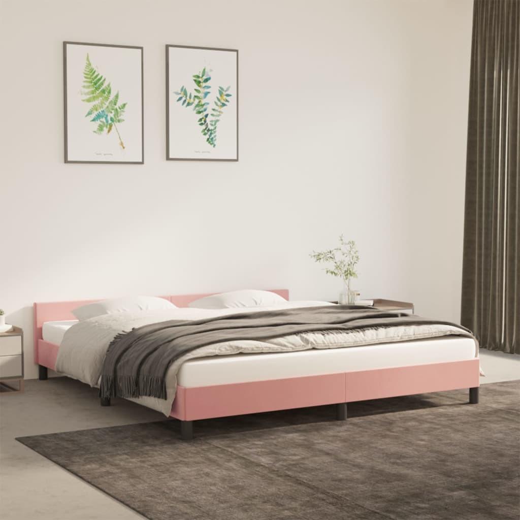 Sengeramme med sengegavl 160x200 cm fløjl pink