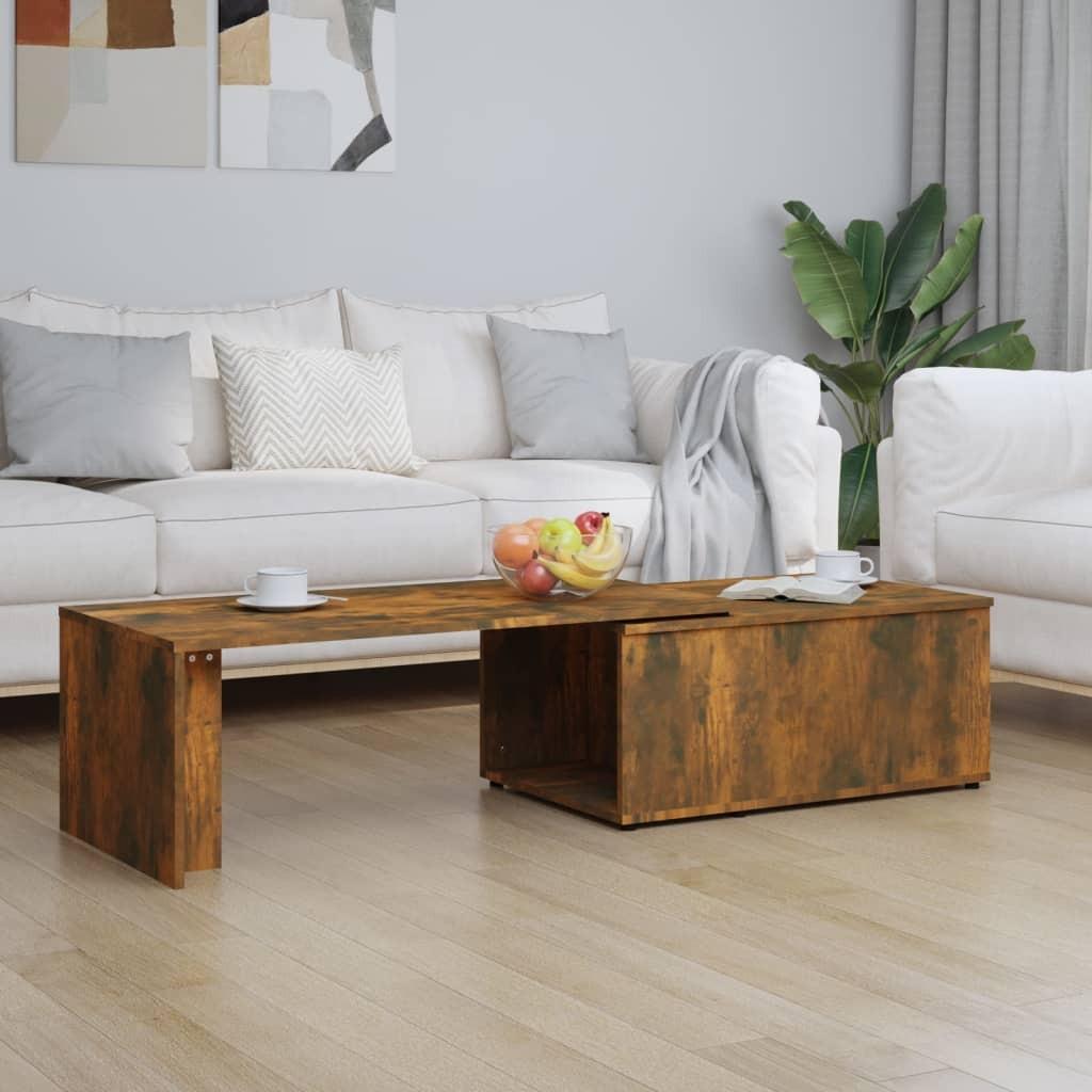 Sofabord 150x50x35 cm konstrueret træ røget egetræsfarve
