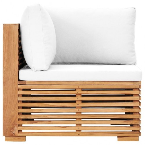 Hjørnesektion til havesofa m. hynde massivt teaktræ cremefarvet