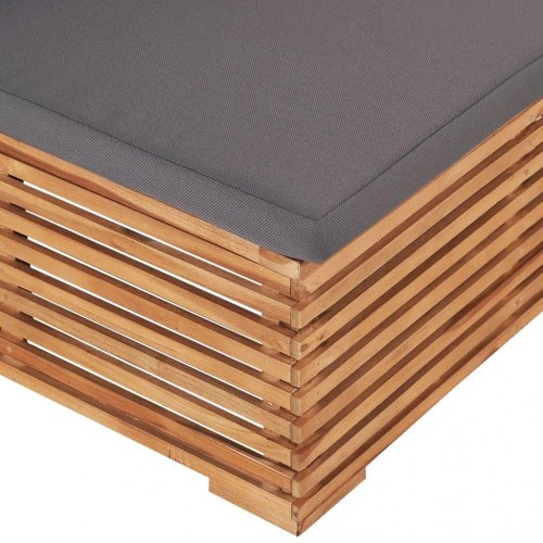 Midtersektion til havesofa med hynde massivt teaktræ grå