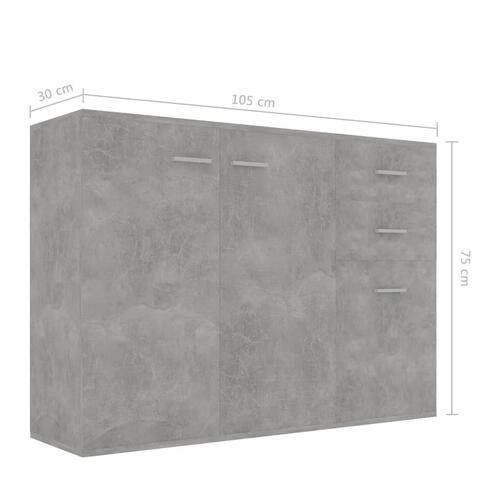 Skænk 105x30x75 cm spånplade betongrå