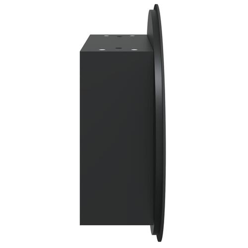 Badeværelsesskab med rundt spejl og LED-lys 40x40x17,5 cm sort